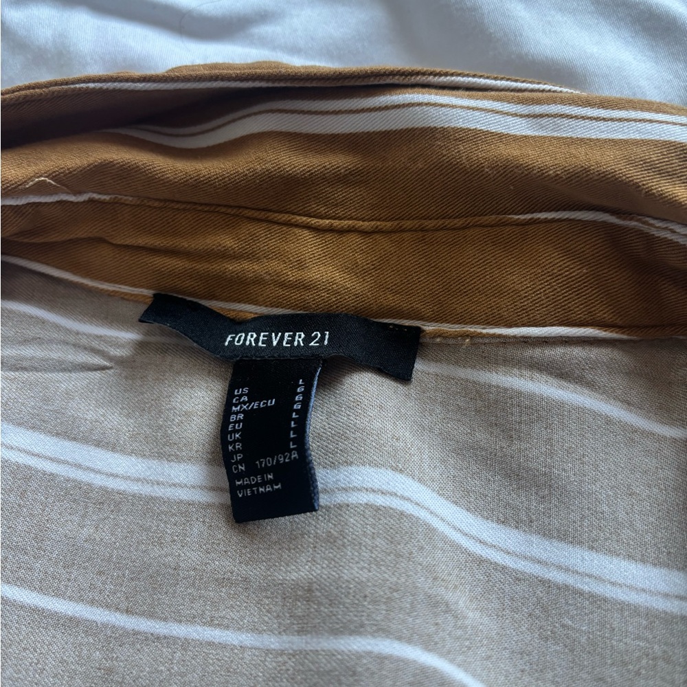 Forever 21 Tan and White Striped Blouse